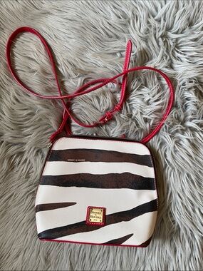 Dooney & Bourke  Zebra-Stripe Crossbody Bag with Red Trim